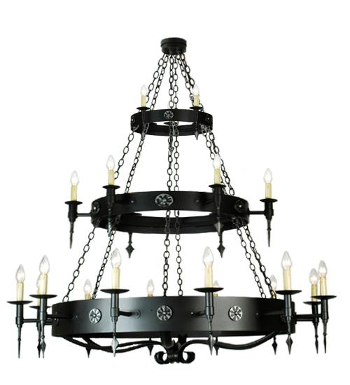 72&#34;W Warwick 21 LT Three Tier Chandelier