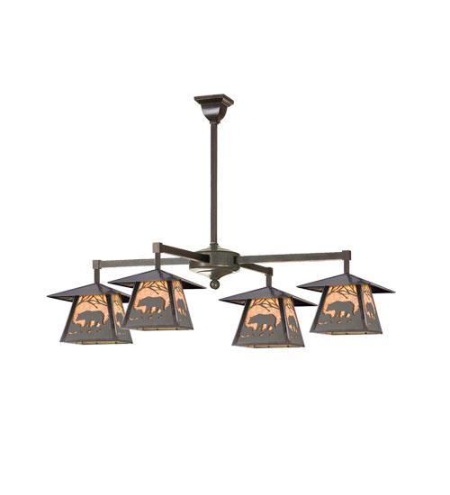 32&#34;W Stillwater Bear at Dawn 4 LT Chandelier