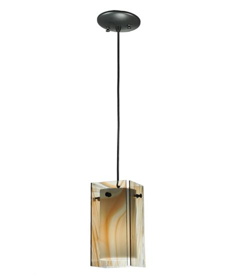 5&#34;Sq Metro Cognac Swirl Quadrato Mini Pendant