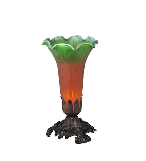 8&#34;H Amber/Green Pond Lily Accent Lamp