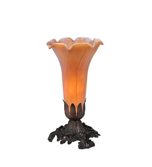 8&#34; High Amber Pond Lily Victorian Mini Lamp