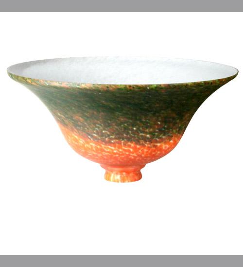 10.5&#34;W RED/GREEN PATE-DE-VERRE BELL SHADE