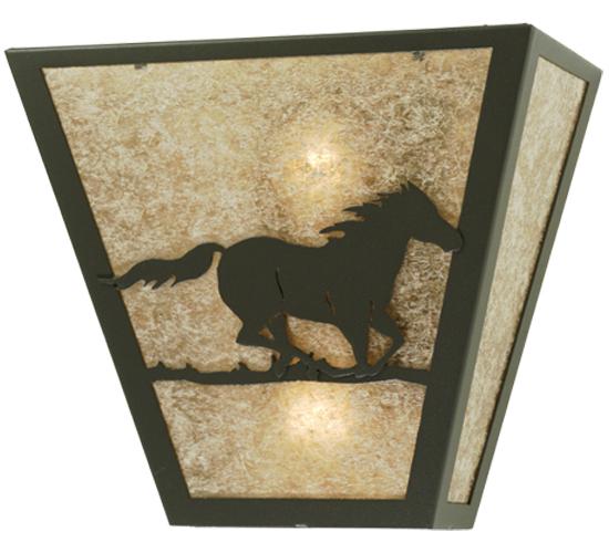 13&#34; Wide Running Horses Wall Sconce