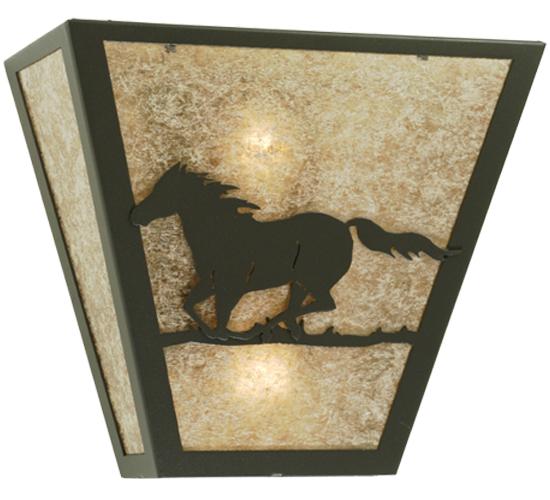 13&#34; Wide Running Horses Wall Sconce