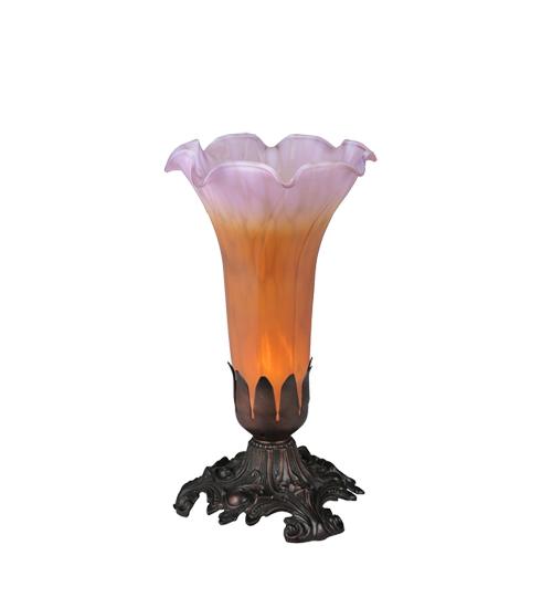 8&#34;H Amber/Purple Tiffany Pond Lily Accent Lamp