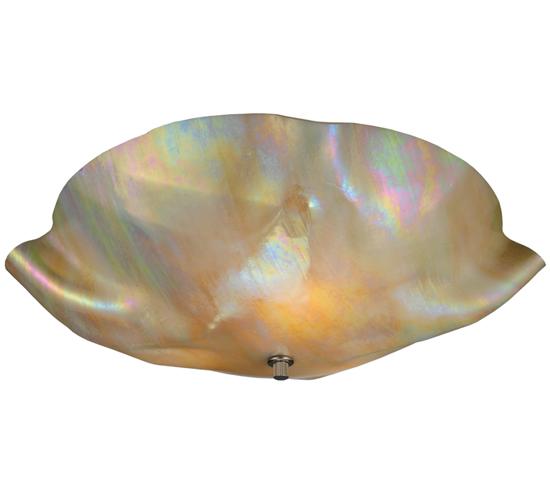 16&#34;W Metro Beige Iridescent Organic Art Glass Flushmount