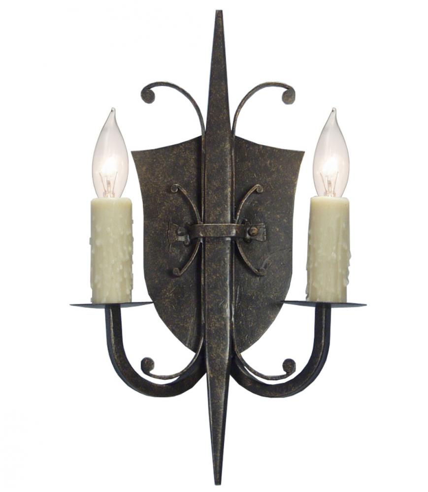 11&#34; Wide Shield 2 Light Wall Sconce