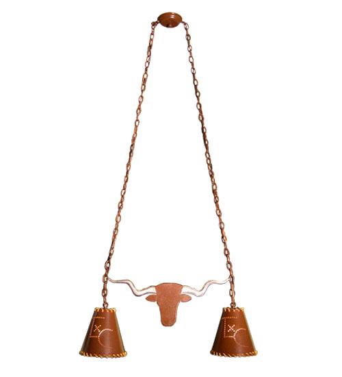 32&#34; Long Texas Longhorn 2 Light Island Pendant