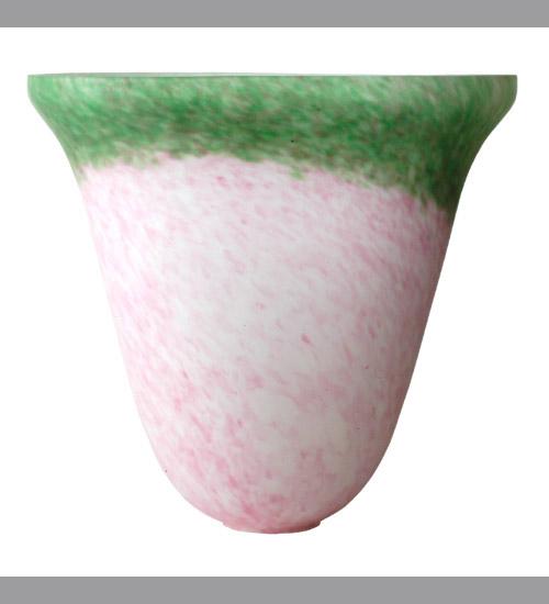 10.5&#34;W PINK/GREEN PATE-DE-VERRE BELL SHADE