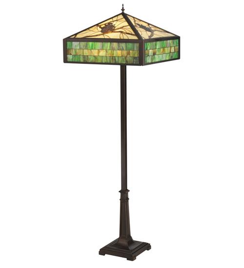 64.5&#34;H Green Pine Branch Mission Floor Lamp