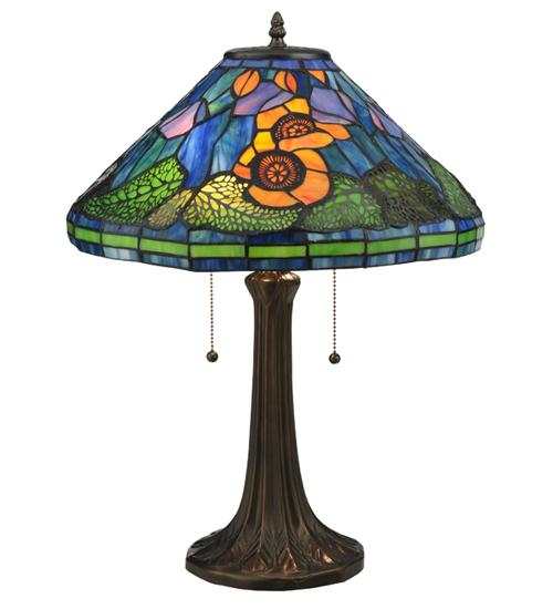 21.5&#34;H Tiffany Poppy Cone Table Lamp