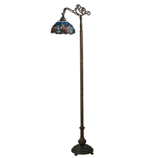 60.5&#34;H Tiffany Hanginghead Dragonfly Bridge Arm Floor Lamp