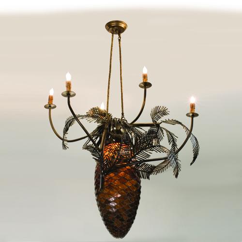 29.5&#34;W Pinecone 5 Arm Chandelier