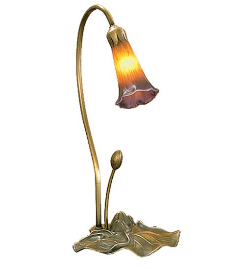 16&#34; High Amber/Purple Pond Lily Accent Lamp