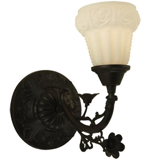 7&#34; Wide White Puffy Rose Wall Sconce