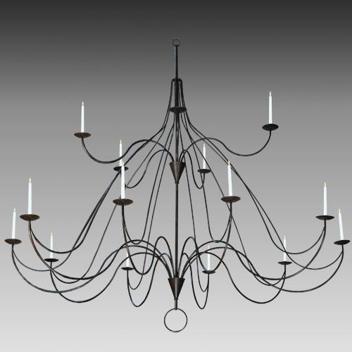 96&#34;W Polonaise 15 Candles Two Tier Chandelier