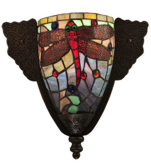 14.5&#34;W Tiffany Hanginghead Dragonfly Wall Sconce