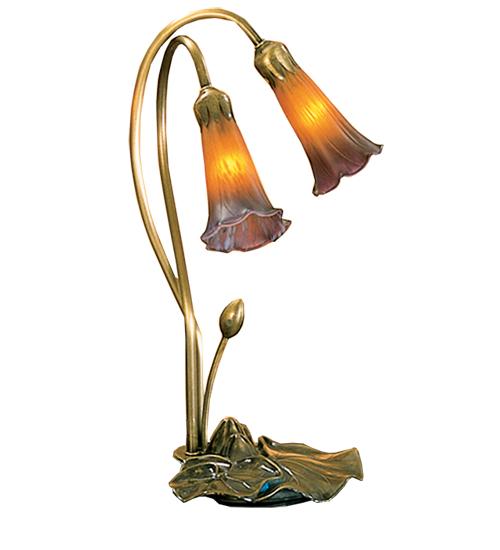 16&#34; High Amber/Purple Pond Lily 2 LT Table Lamp