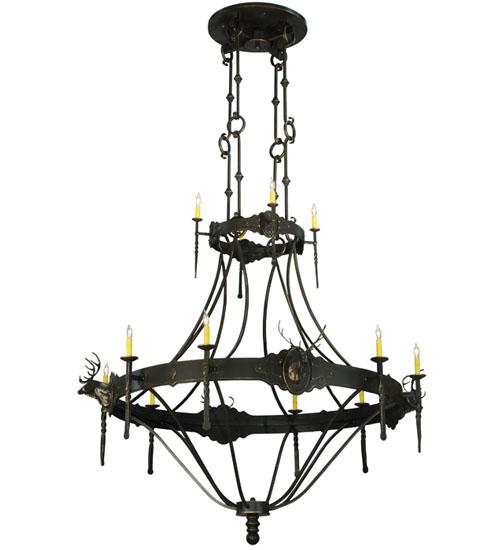 66.5&#34;W Stag 12 LT Two Tier Chandelier