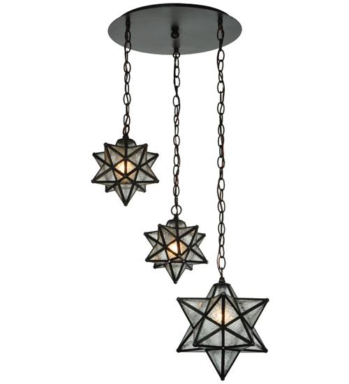 21&#34; Wide Moravian Star 3 Light Cascading Pendant