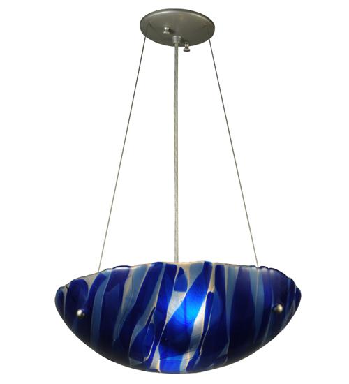 15.75&#34;W Metro Fusion Azul Glass Inverted Pendant