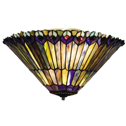 17&#34;W Tiffany Jeweled Peacock Fan Light Fixture