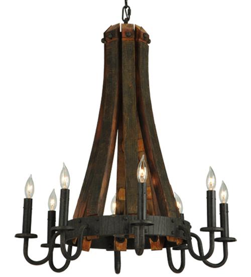 24&#34;W Barrel Stave Madera 8 LT Chandelier