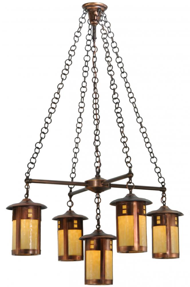 36&#34; Wide Fulton Prairie Loft 5 Light Chandelier