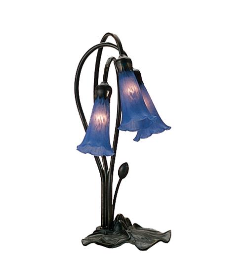 16&#34; High Blue Pond Lily 3 LT Accent Lamp