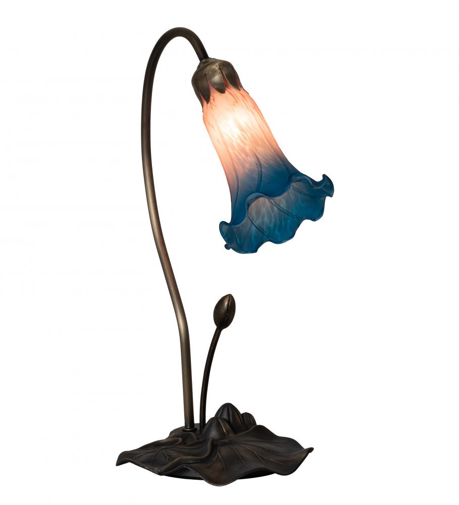 16&#34; High Pink/Blue Tiffany Pond Lily Accent Lamp