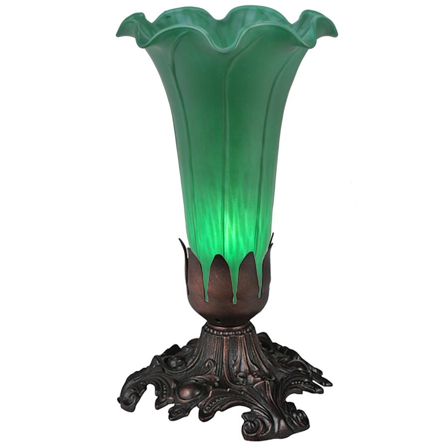 7&#34; High Green Pond Lily Victorian Mini Lamp