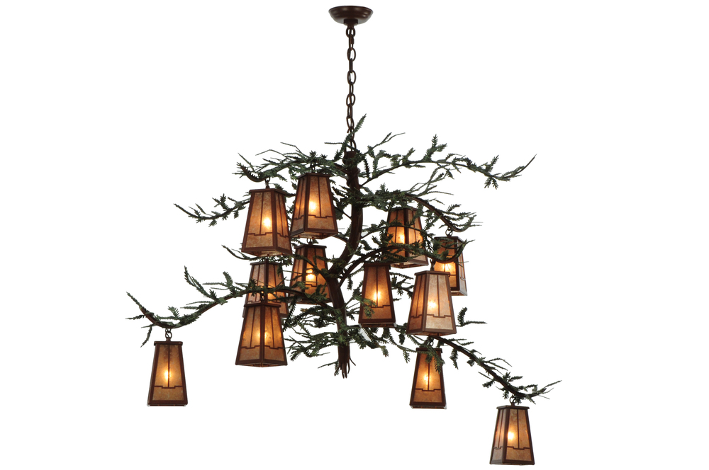 54&#34;W Pine Branch Valley View 12 LT Chandelier