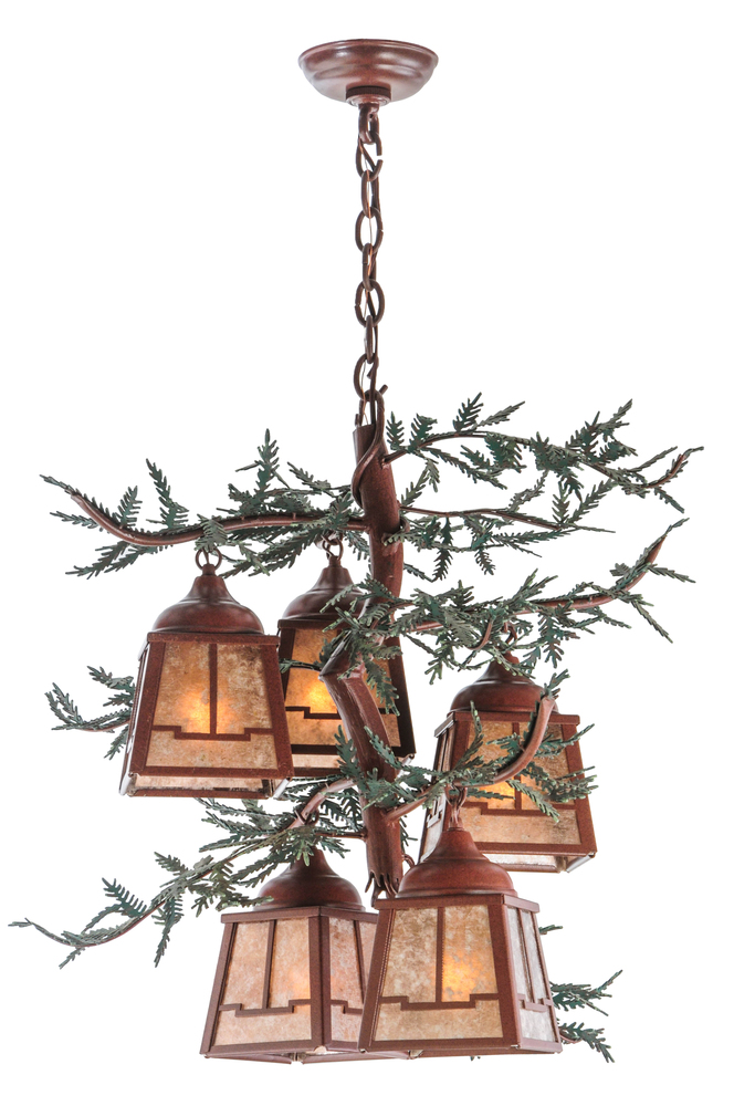 28&#34;W Pine Branch Valley View 5 LT Chandelier