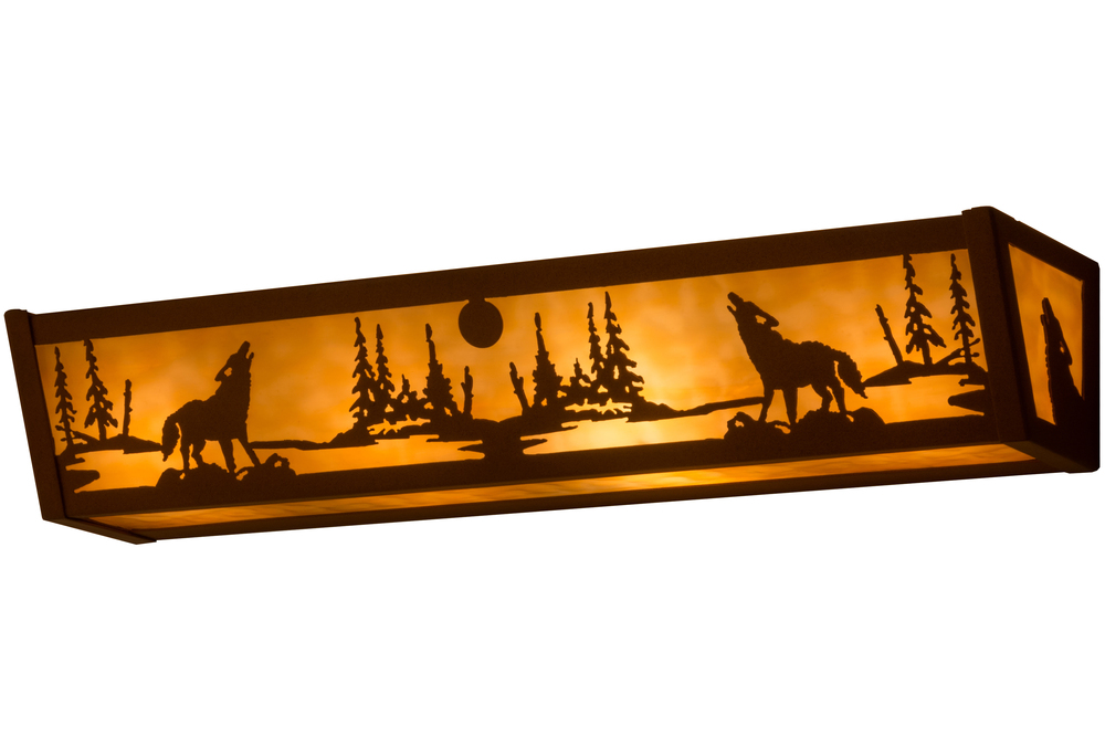 24&#34; Wide Wolf on the Loose Vanity Light