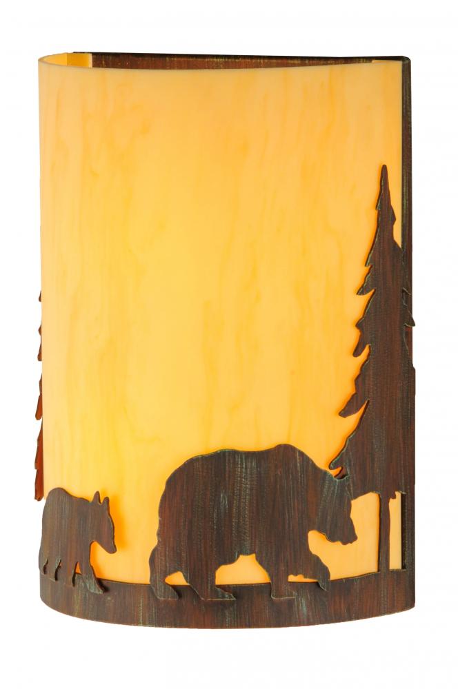 10&#34;W Pine Tree and Bear Wall Sconce