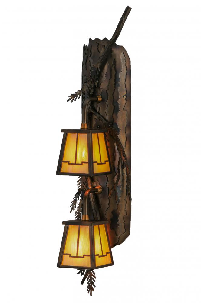 6.5&#34; Wide Pine Branch Valley View 2 Light Wall Sconce