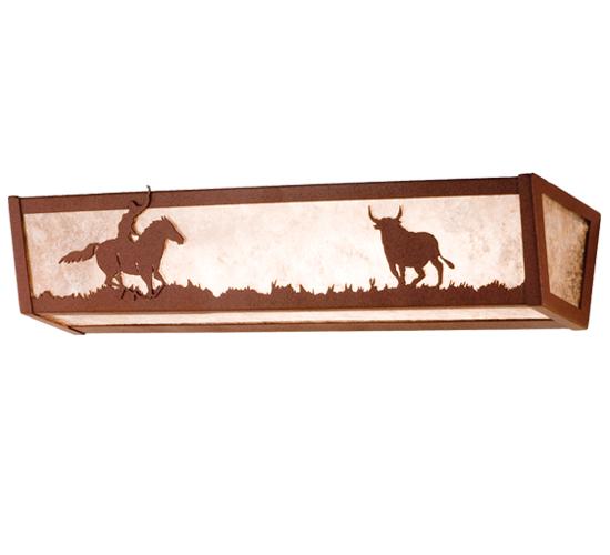 24&#34;W Cowboy & Steer Vanity Light