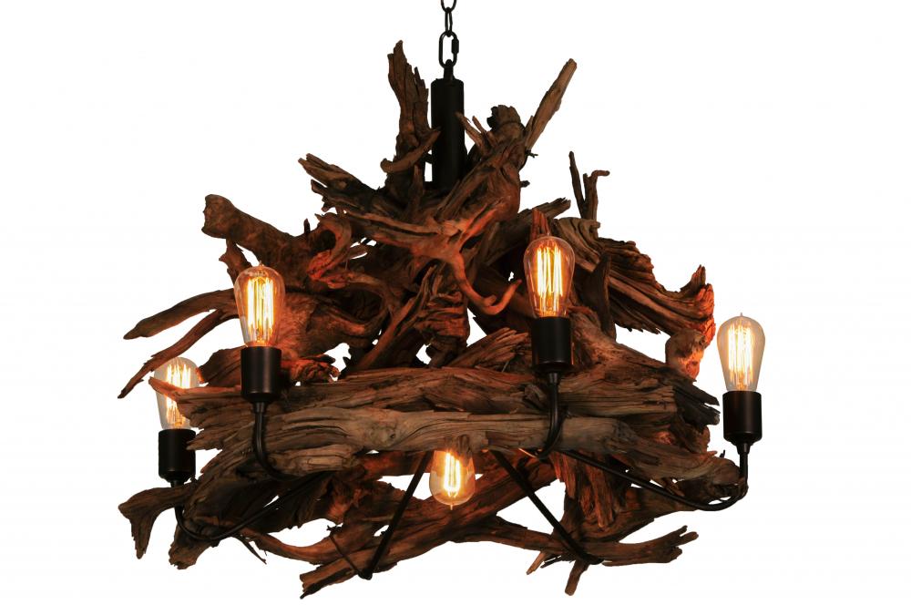 30&#34; Wide Driftwood 7 Light Chandelier