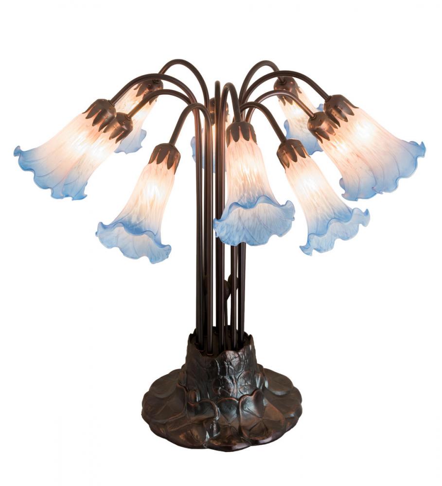 22&#34;H Pink/Blue Pond Lily 10 LT Table Lamp