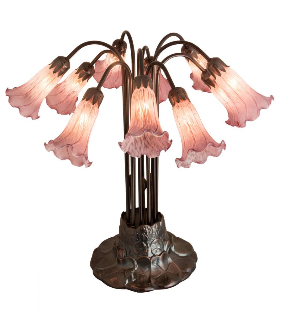 22&#34; High Lavender Tiffany Pond Lily 10 Light Table Lamp