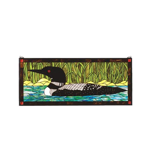 40&#34;W X 17&#34;H Loon Stained Glass Window