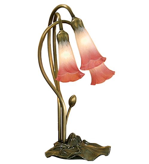 16&#34; High Pink/White Pond Lily 3 LT Accent Lamp