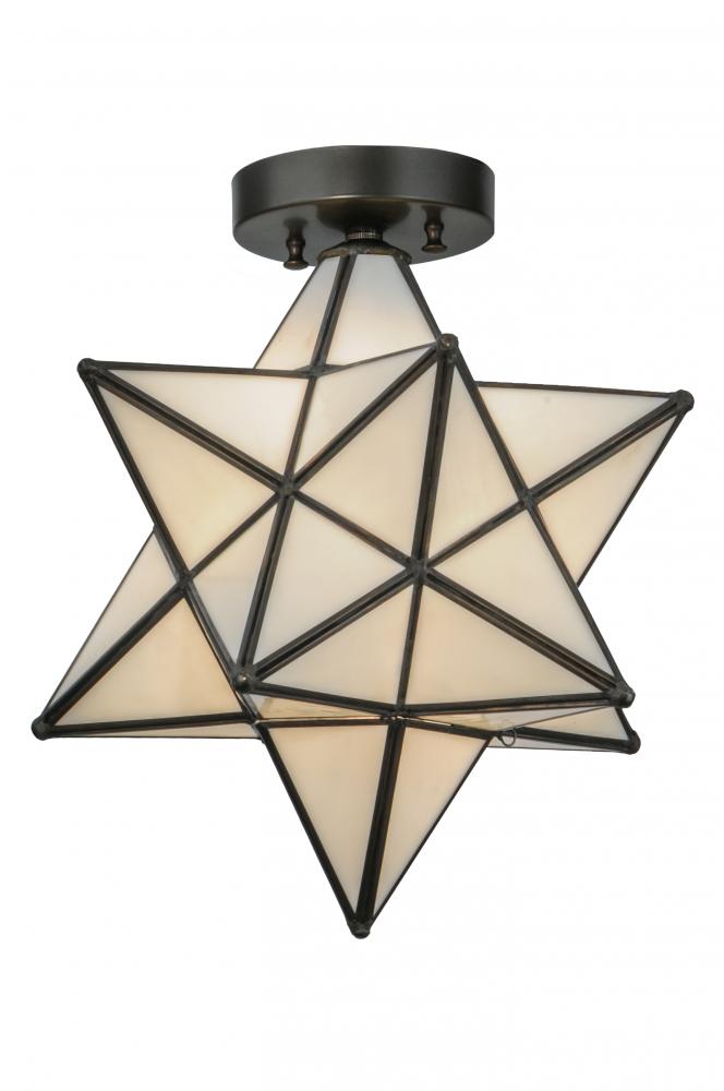 12&#34;W Moravian Star White Flushmount