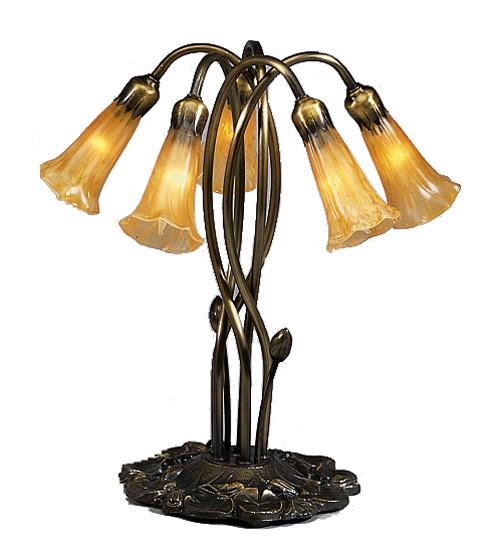 17&#34; High Amber Pond Lily 5 LT Accent Lamp