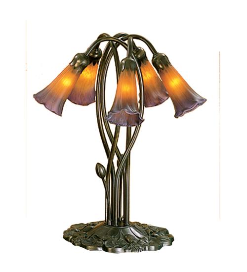 17&#34; High Amber/Purple Pond Lily 5 LT Table Lamp