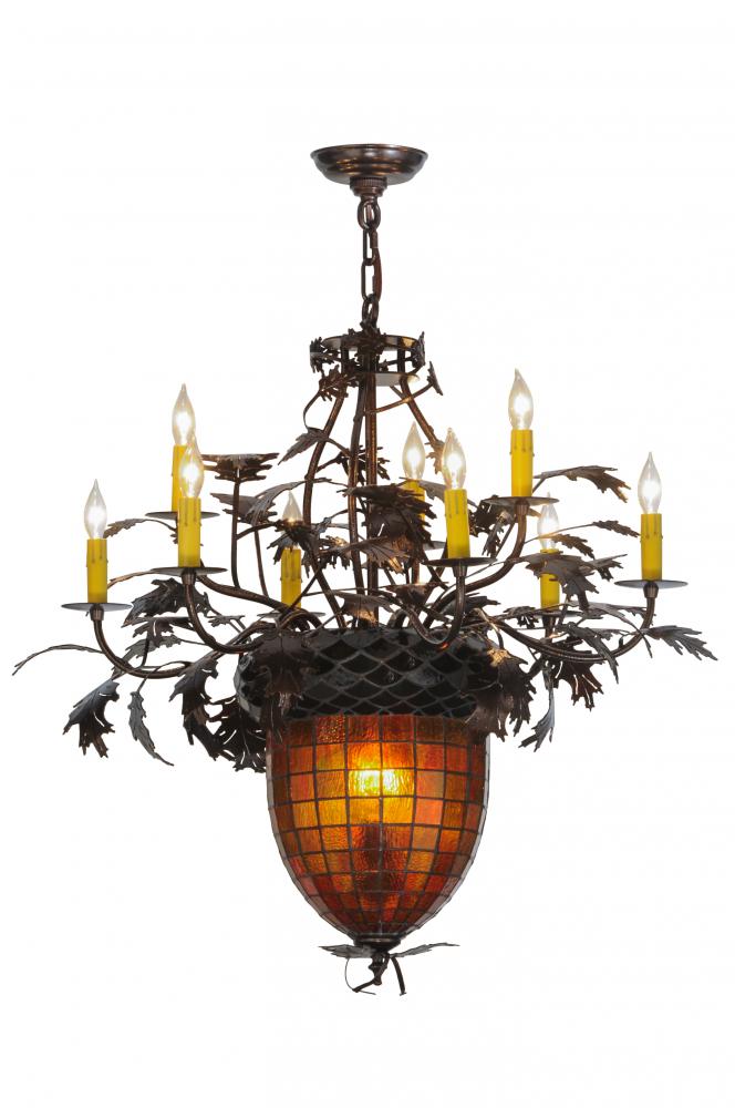 34&#34; Wide Greenbriar Oak 9 Light Chandelier