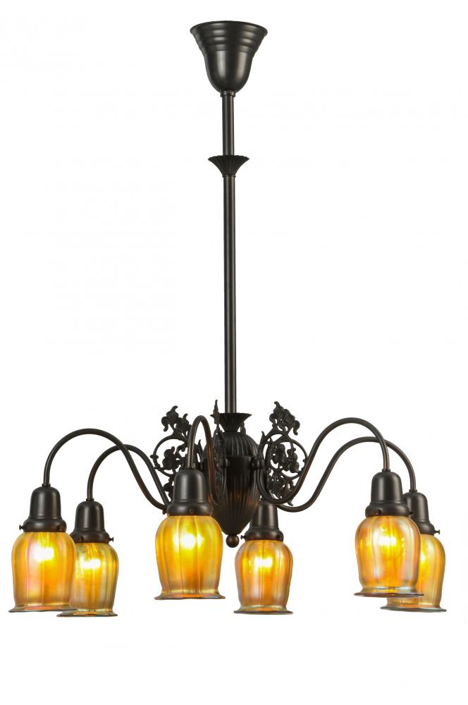 28&#34;W Favrile Early Electric 6 LT Chandelier