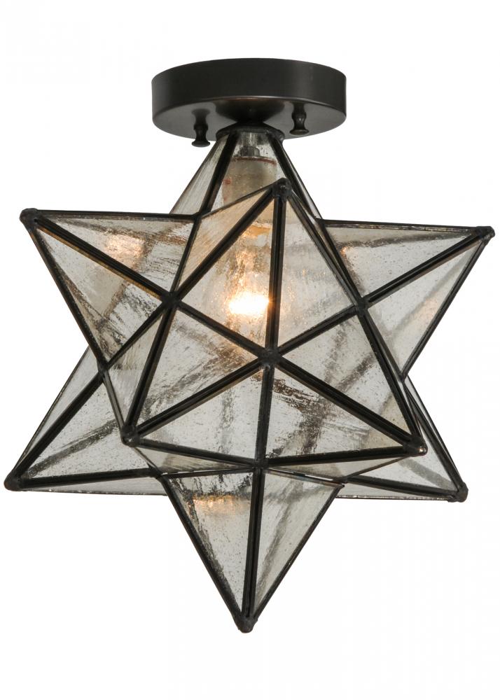 12&#34;W Moravian Star Clear Seedy Flushmount