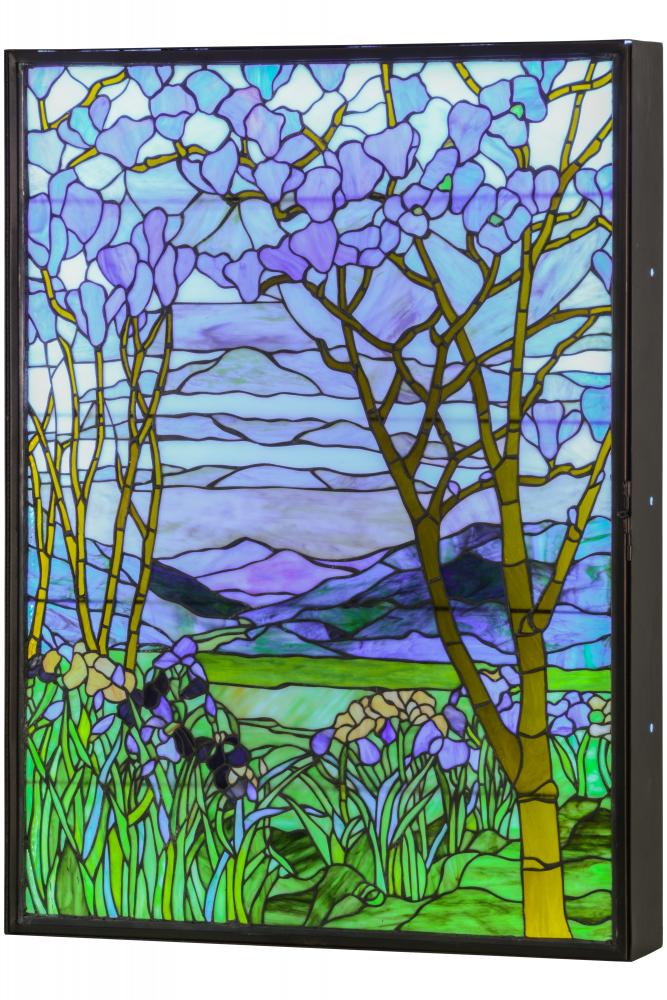 30&#34;W Tiffany Magnolia & Iris Stained Glass Lighted Window