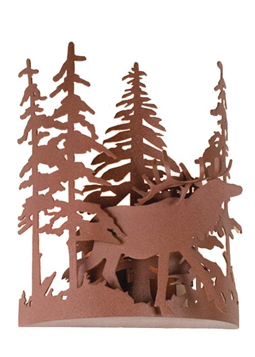 11&#34;W Elk through the Trees Wall Sconce